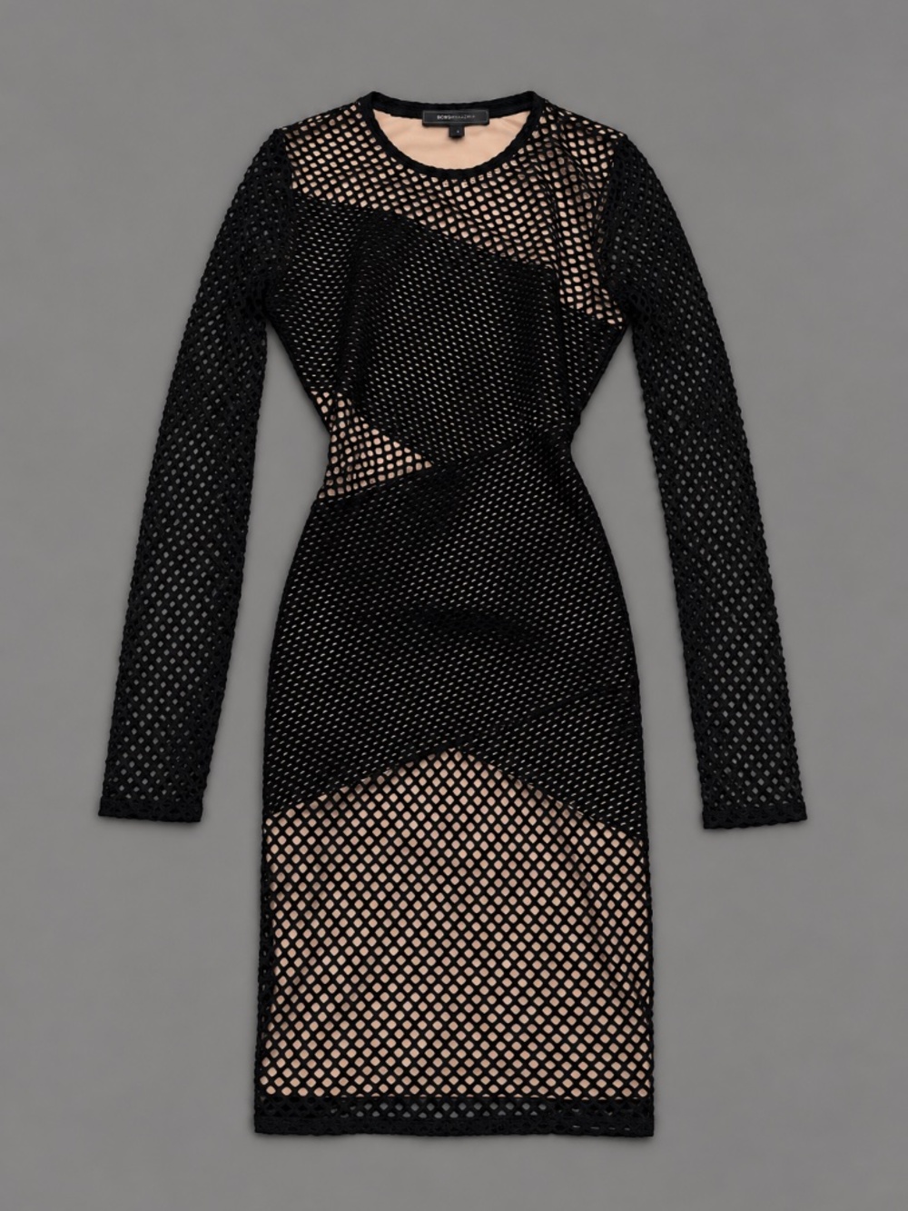 BCBGMAXAZRIA Jaylynn Black Mesh Patchwork Dress Size S